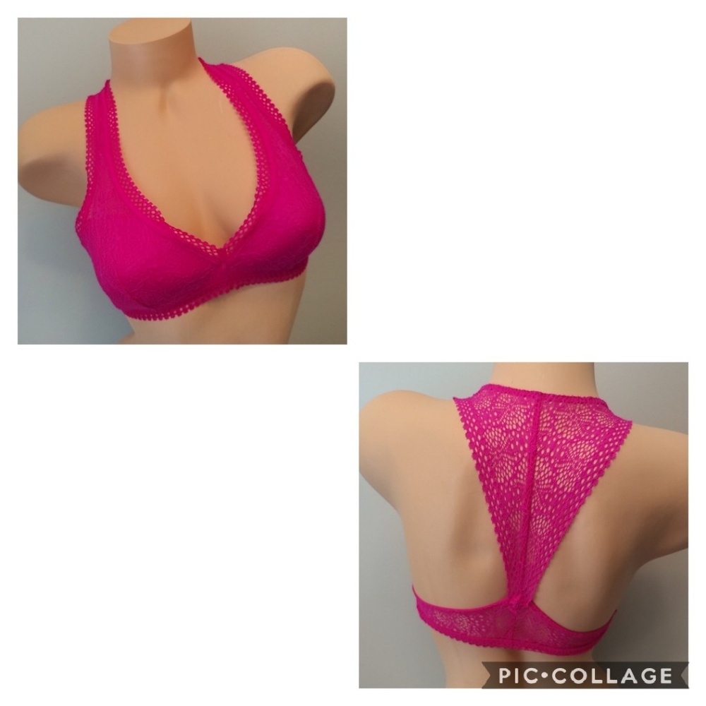 Victoria's Secret Hot Pink Lace Halter Bralette S